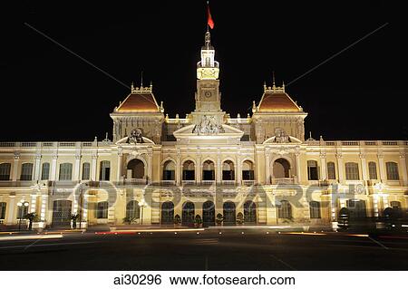 Ho Chi Minh City Hall at night, Vietnam View Large Photo Image Stock Photograph - Ho Chi Minh City Hall at night, Vietnam. Fotosearch