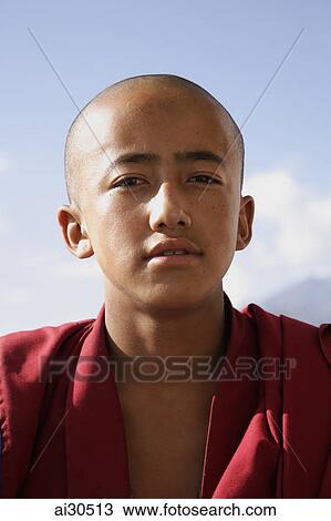 Portrait of a young monk, Ladakh, India View Large Photo Image Stock Image - Portrait of a young monk, Ladakh, India. Fotosearch