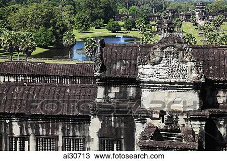 Stock Image - Stone ruins of Angkor Wat, Siem Reap, Cambodia. Fotosearch