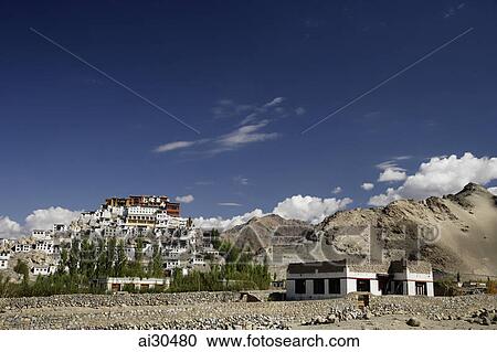 View of Likir Monastery in the foothills of the Himalayas, Ladakh, India View Large Photo Image Stock Image - View of Likir Monastery in the foothills of the Himalayas, Ladakh, India. Fotosearch