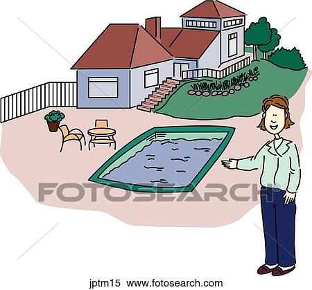 Backyard Pool View Large Illustration Stock Illustration - Backyard Pool. Fotosearch