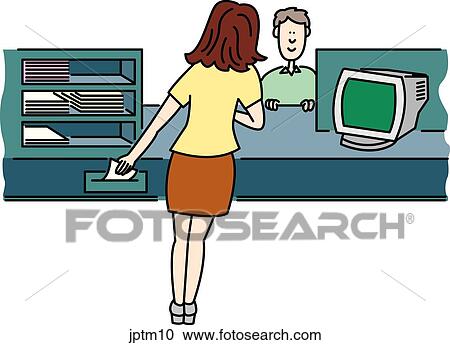 Bank Teller View Large Illustration Clipart - Bank Teller. Fotosearch