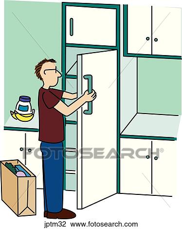 Drawing - Filling Fridge. Fotosearch