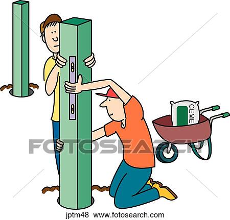 Installing Posts View Large Illustration Stock Illustration - Installing Posts. Fotosearch