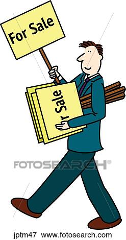 Stock Illustration - Installing Signs. Fotosearch
