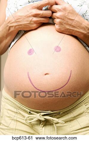 Closeup of pregnant belly with smiley face View Large Photo Image Stock Image - Closeup of pregnant belly with smiley face. Fotosearch