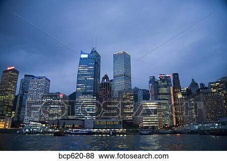 Downtown Hong Kong skyline at night View Large Photo Image Stock Photo - Downtown Hong Kong skyline at night. Fotosearch
