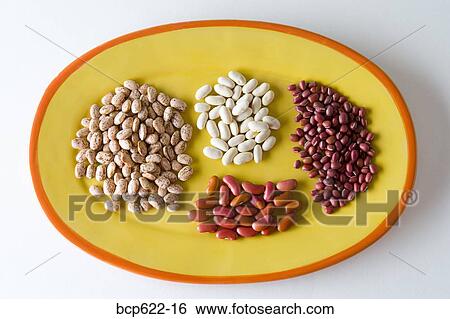 Plate with piles of dried beans View Large Photo Image Stock Photograph - Plate with piles of dried beans. Fotosearch
