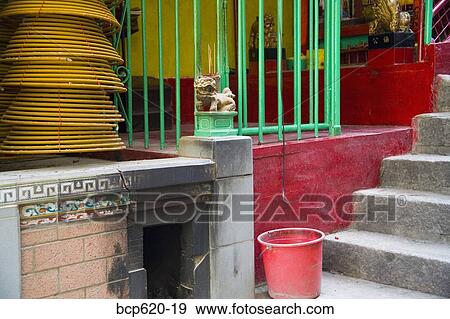 Stairs to side street Hong Kong temple View Large Photo Image Stock Photo - Stairs to side street Hong Kong temple. Fotosearch