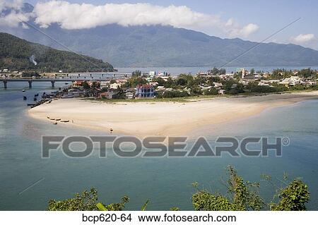 View of Vietnamese town with mountains and sea View Large Photo Image Picture - View of Vietnamese town with mountains and sea. Fotosearch