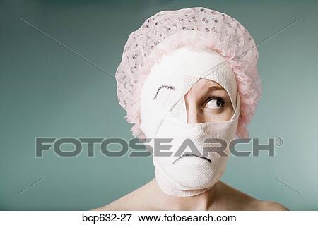 bandage, cap, caucasian, cosmetic surgery, face View Large Photo Image Stock Photo - bandage, cap, caucasian, cosmetic surgery, face. Fotosearch
