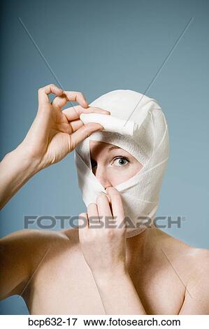 bandage, caucasian, cosmetic surgery, head, head & shoulders View Large Photo Image Stock Photo - bandage, caucasian, cosmetic surgery, head, head & shoulders. Fotosearch