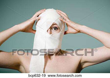 bandage, caucasian, cosmetic surgery, head, head & shoulders View Large Photo Image Stock Photo - bandage, caucasian, cosmetic surgery, head, head & shoulders. Fotosearch