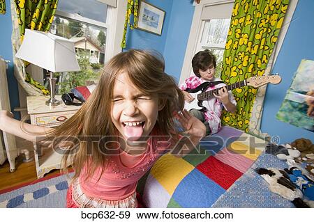 Stock Photo - childhood, bedroom, caucasian, brother, boy, adolescent. Fotosearch