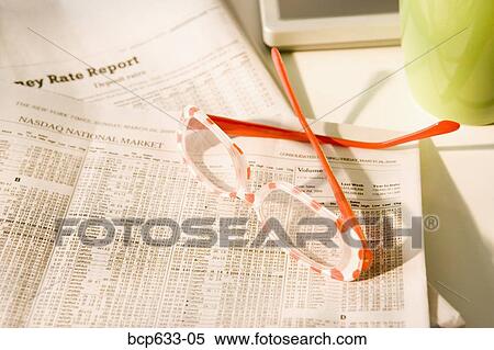 Stock Photography - close up, eyeglasses, finance, high angle, inside. Fotosearch