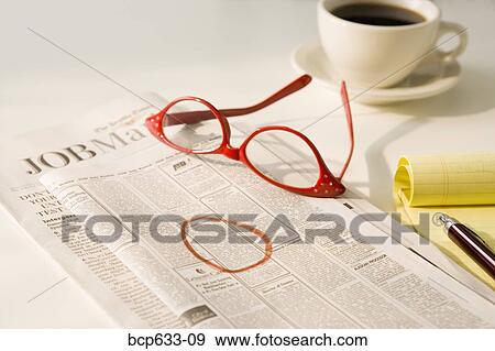 Stock Photo - employment, circle, coffee, classifieds, circling, advertisement. Fotosearch