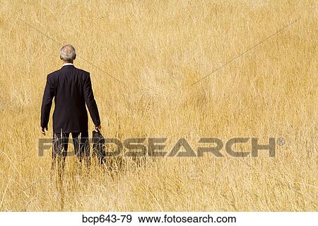 Stock Photo - Businessman standing in field. Fotosearch