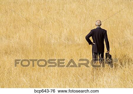 Stock Photograph - Businessman standing in field. Fotosearch