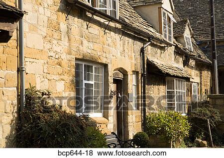 Stock Photo - Stone cottages, Gloucestershire, United Kingdom. Fotosearch