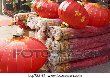 Chinese Lunar New Year decorations in market, Tianjin, China View Large Photo Image Stock Image - Chinese Lunar New Year decorations in market, Tianjin, China. Fotosearch