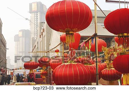 Chinese Lunar New Year decorations in market, Tianjin, China View Large Photo Image Stock Image - Chinese Lunar New Year decorations in market, Tianjin, China. Fotosearch
