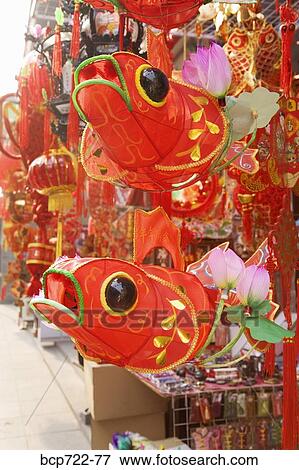 Chinese Lunar New Year decorations in market, Tianjin, China View Large Photo Image Stock Photo - Chinese Lunar New Year decorations in market, Tianjin, China. Fotosearch