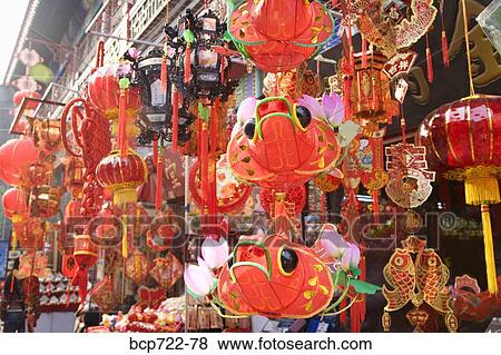 Chinese Lunar New Year decorations in market, Tianjin, China View Large Photo Image Stock Photo - Chinese Lunar New Year decorations in market, Tianjin, China. Fotosearch