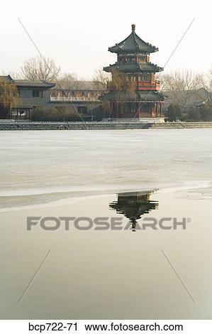 Ornate building and lake, Beijing, China View Large Photo Image Stock Image - Ornate building and lake, Beijing, China. Fotosearch