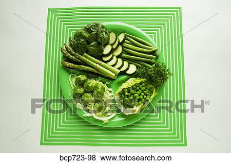 Plate of green vegetables View Large Photo Image Stock Photo - Plate of green vegetables. Fotosearch