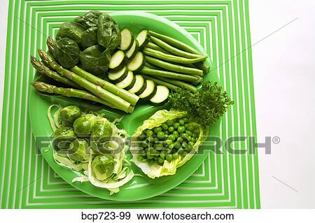 Plate of green vegetables View Large Photo Image Stock Photo - Plate of green vegetables. Fotosearch