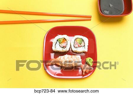 Plate of sushi View Large Photo Image Picture - Plate of sushi. Fotosearch