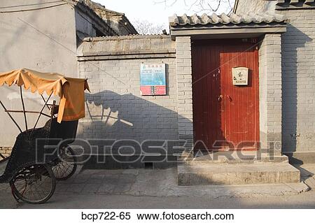 Rickshaw in alley, Beijing, Hutong, China View Large Photo Image Stock Photography - Rickshaw in alley, Beijing, Hutong, China. Fotosearch