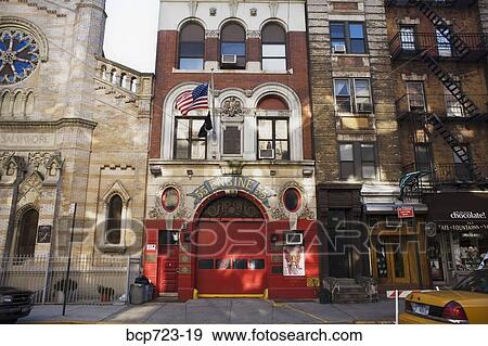 Urban fire station, New York City View Large Photo Image Stock Photo - Urban fire station, New York City. Fotosearch