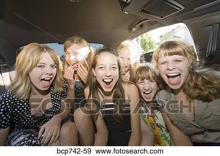 Group of teenaged girls in limousine View Large Photo Image Stock Photo - Group of teenaged girls in limousine. Fotosearch