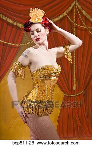 Stock Photo - Woman wearing strapless circus costume. Fotosearch