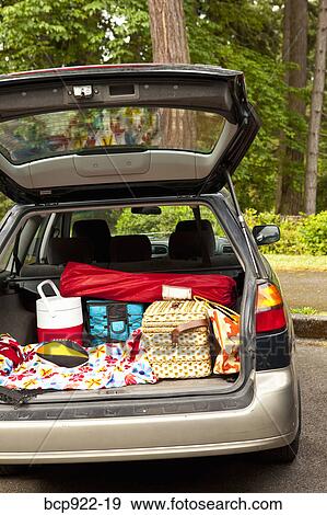 Family car packed for picnic View Large Photo Image Stock Photo - Family car packed for picnic. Fotosearch