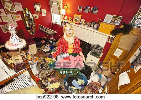 Teen girl in messy room View Large Photo Image Stock Photo - Teen girl in messy room. Fotosearch