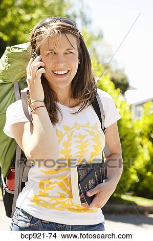 Young woman with backpack View Large Photo Image Picture - Young woman with backpack . Fotosearch