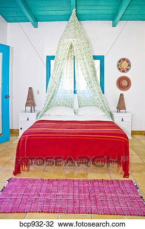 Stock Image - bedroom in mexico resort. Fotosearch