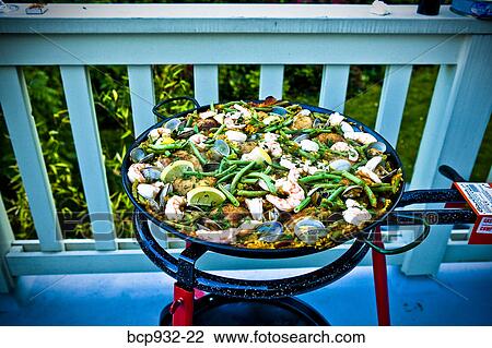 Stock Image - pizza on outdoor grill. Fotosearch