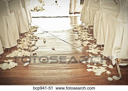 Stock Image - floor with flower petals at wedding. Fotosearch