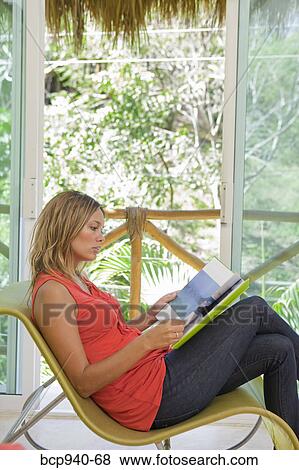 woman reading magazine View Large Photo Image Stock Photo - woman reading magazine. Fotosearch