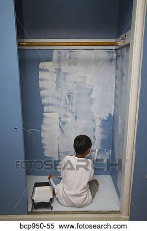 boy painting wall in closet View Large Photo Image Stock Photography - boy painting wall in closet. Fotosearch