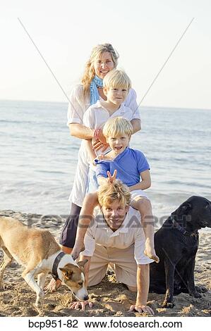 portrait of family on beach with dogs View Large Photo Image Stock Image - portrait of family on beach with dogs. Fotosearch