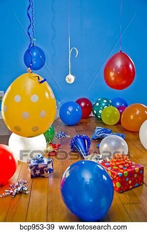 Stock Photo - room full balloons and gifts. Fotosearch
