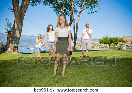 Stock Photo - Outdoor portrait of family of five. Fotosearch