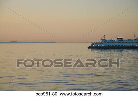 Stock Image - Washington state ferry in Puget Sound. Fotosearch