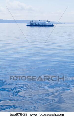 Stock Photo - Ferry on puget sound in summer. Fotosearch