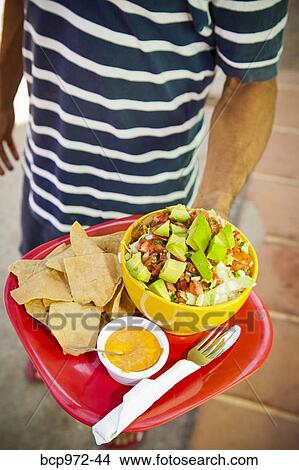 Man holding plate of mexican food View Large Photo Image Picture - Man holding plate of mexican food. Fotosearch