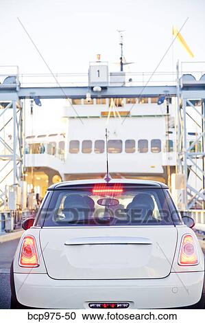 White car boarding ferry on puget sound View Large Photo Image Stock Image - White car boarding ferry on puget sound. Fotosearch